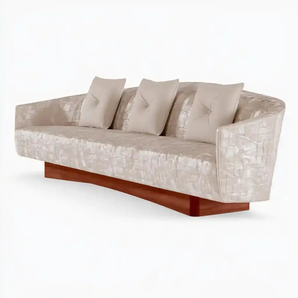 Sofá con brazos curvos y base inclinada - beige/marrón