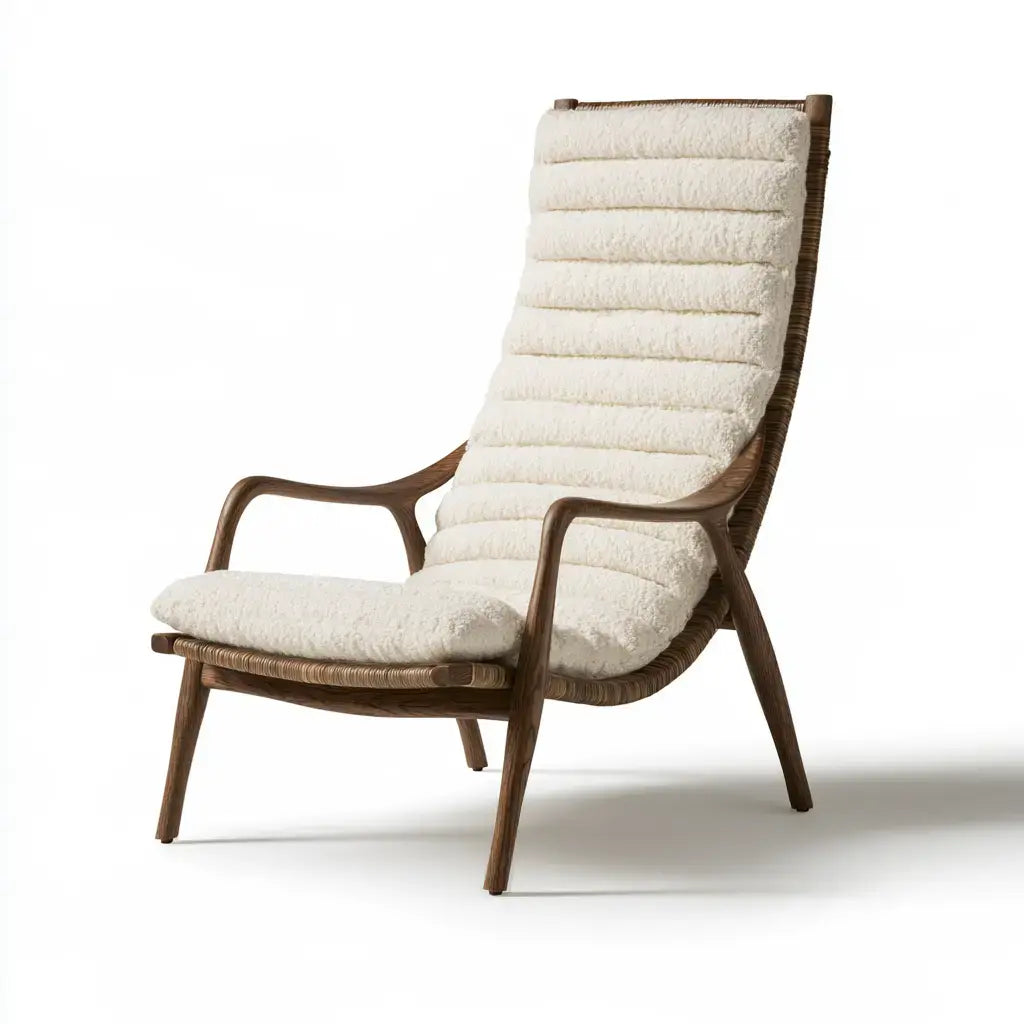 Sillón con respaldo alto segmentado - beige/marrón
