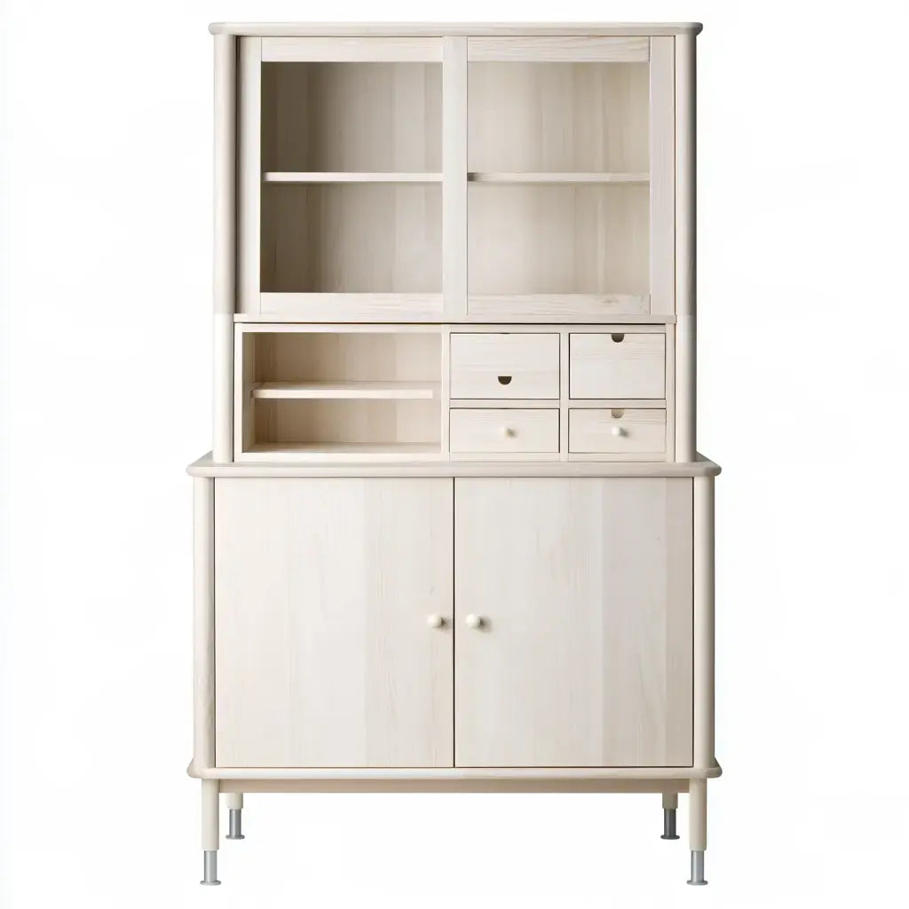 Vitrina con nichos centrales y puertas inferiores - beige