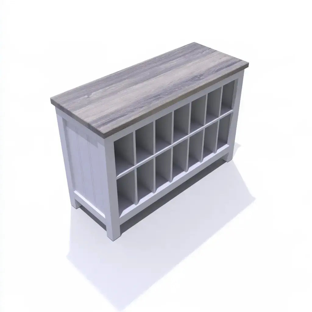 Isla de cocina con compartimentos rectangulares abiertos - gris