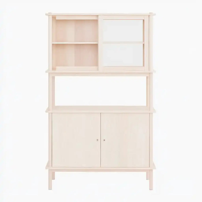 Aparador con módulos superiores y puertas inferiores - beige/blanco