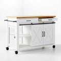 Isla de cocina con puertas cruzadas y estantes laterales - blanco/beige