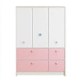 Armario con puertas lisas y cajones bajos - blanco/rosa